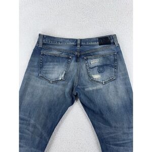 R13 Skate Jeans Mens 36 Blue Fulham Distressed Japanese Denim Made Italy Low